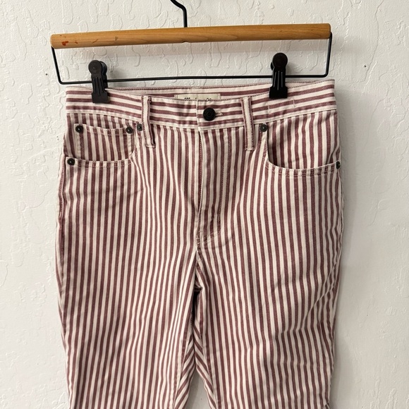 Madewell Luca Stripe Red White High Rise Slim Crop Boy Jean 25 - Picture 7 of 8